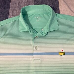 Masters Tech Mens Golf Polo Shirt Sz L Performance Light Green